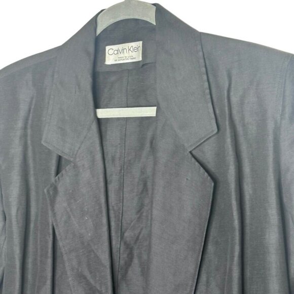 Calvin Klein Black Open-Front Blazer Womens 6 Lightweight Office Career Linen - Picture 9 of 10